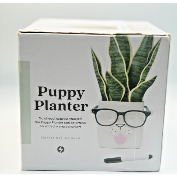 Ceramic Puppy Planter by 30 Watt Glasses Holder Customizable - Picture 1 of 9